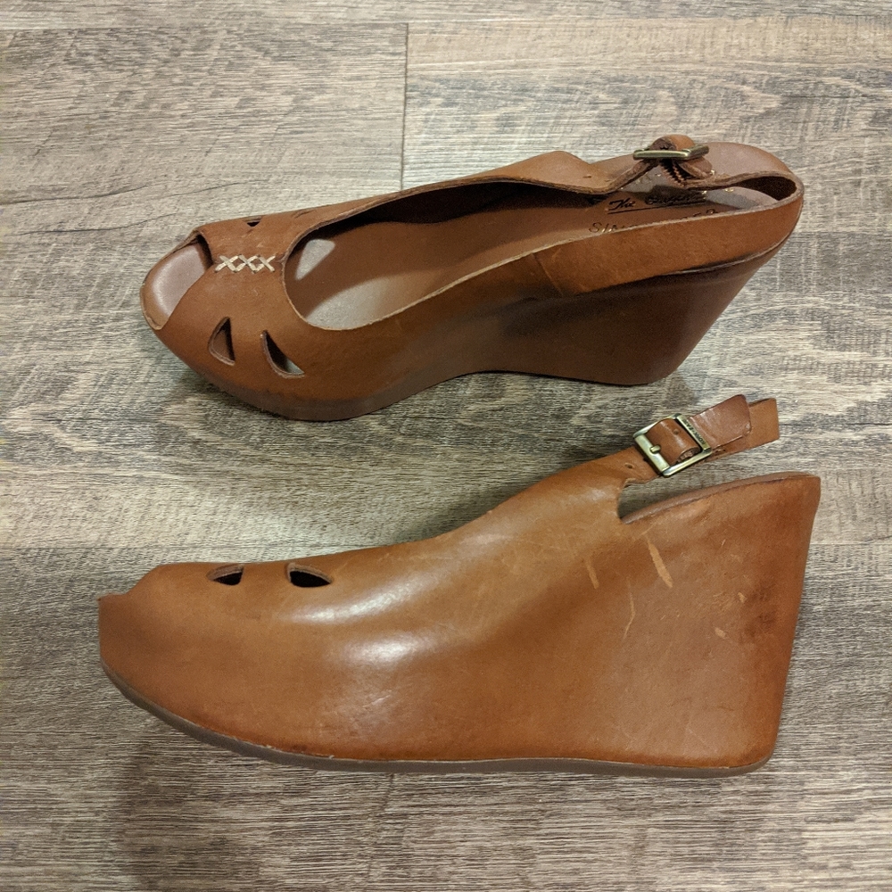 Kork Ease Felicia Leather Wedge Shoes Size 8